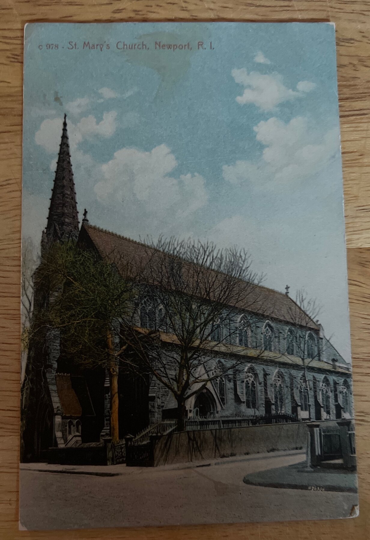Postcard 1911 St. Mary's Church Newport RI USS Mississippi Navy Ship Cancel