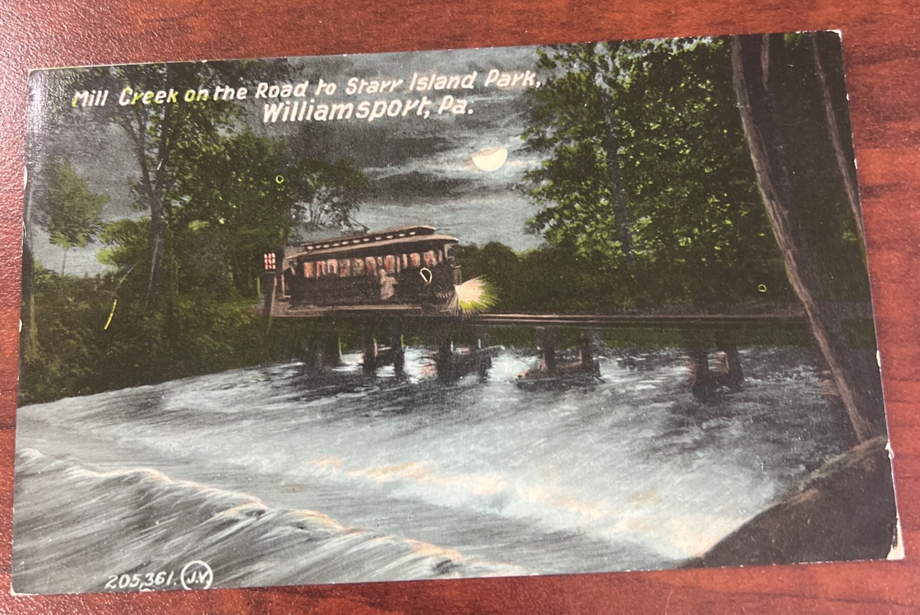 Mill Creek Starr Island Park Electric Streetcar Williamsport Pennsylvania Postcard 1911