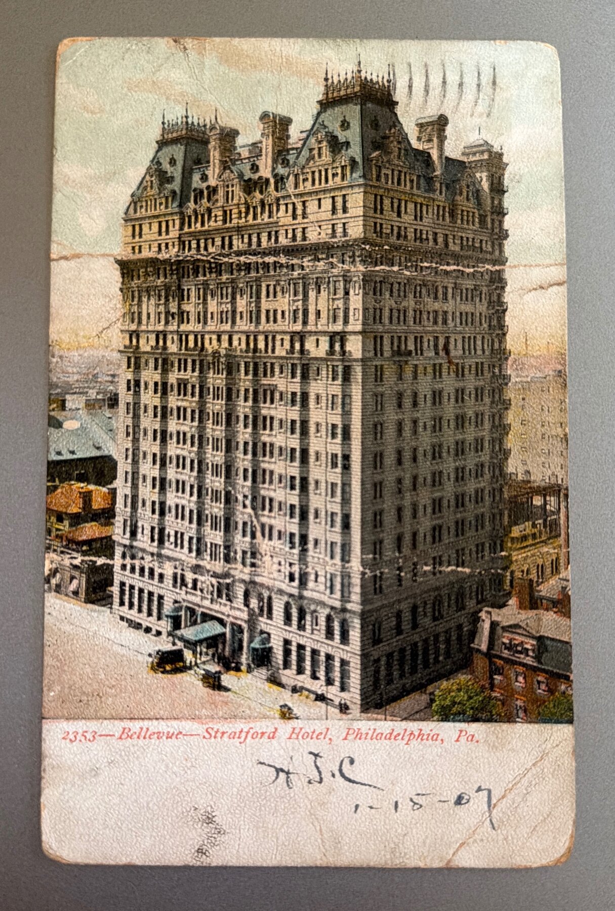 Postcard 1907 Bellevue-Stratford Hotel Philadelphia PA Undivided Back