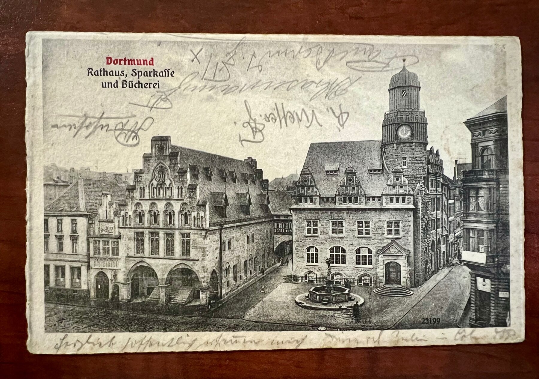 Dortmund Rathaus Sparkasse Bucherei Germany City Hall Postcard 1907