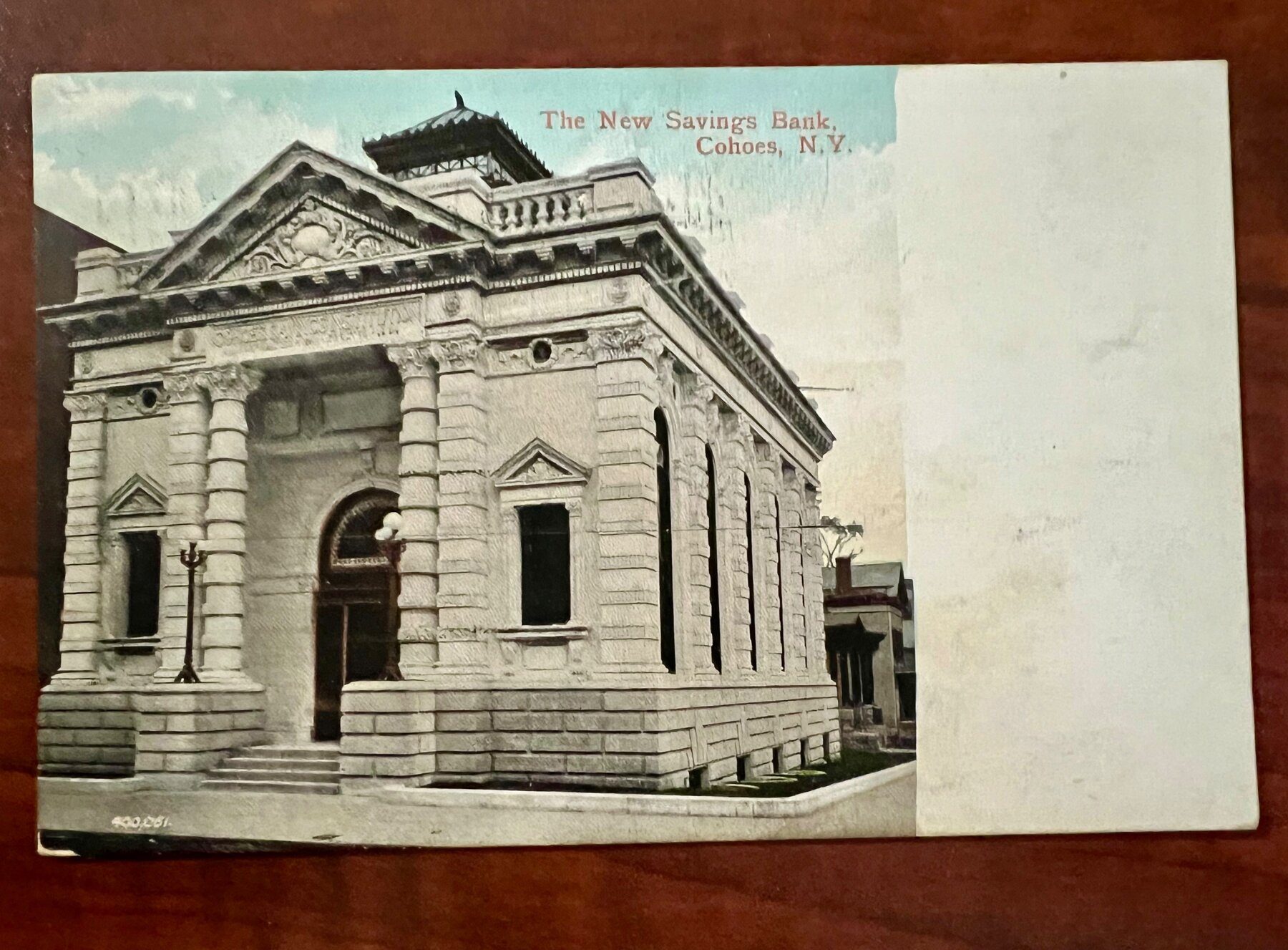 New Savings Bank Cohoes New York Beaux Arts Building Postcard 1909