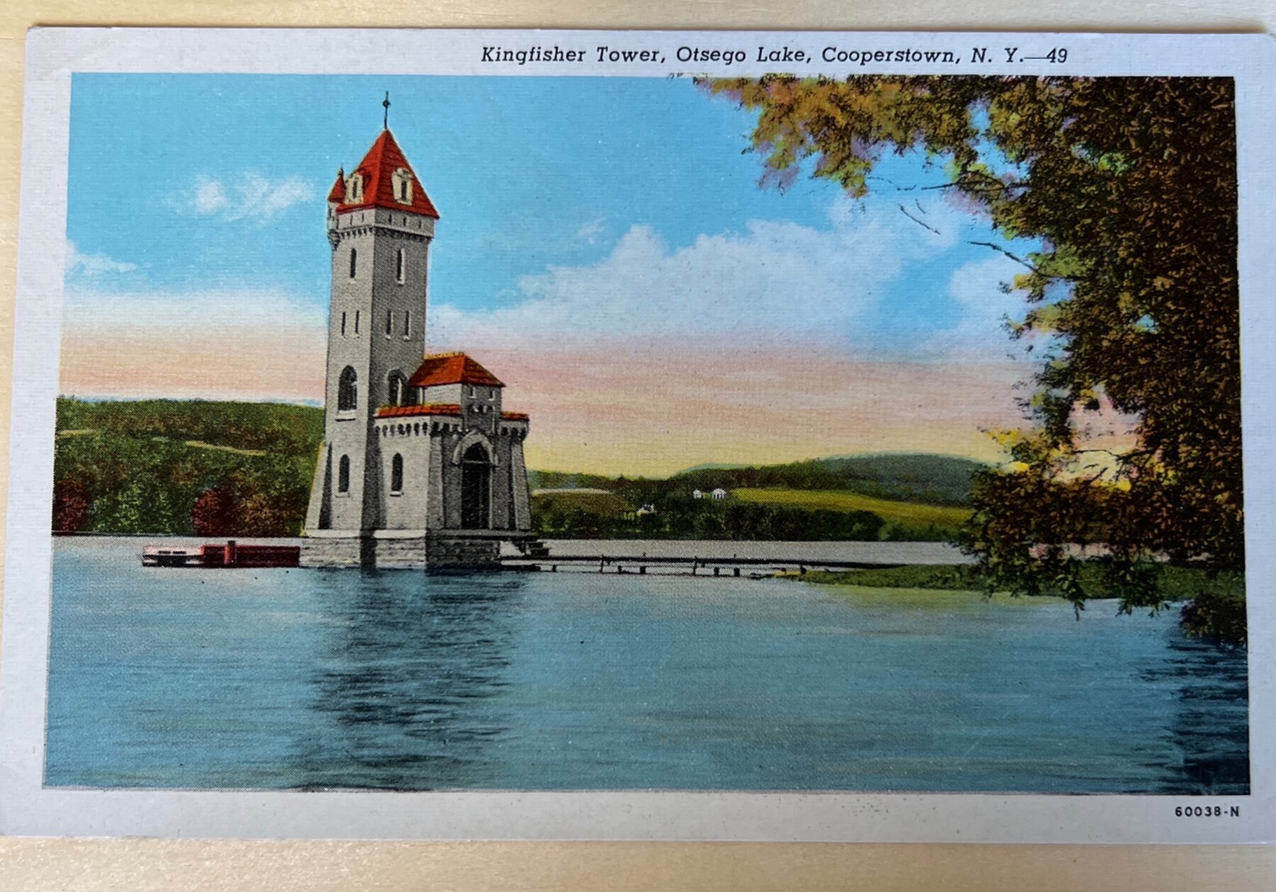 Kingfisher Tower Otsego Lake Cooperstown New York Postcard c1920s