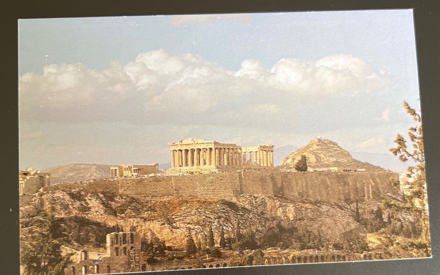 Postcard Greece Athens Acropolis Parthenon Chrome TWA In-Flight 1960s