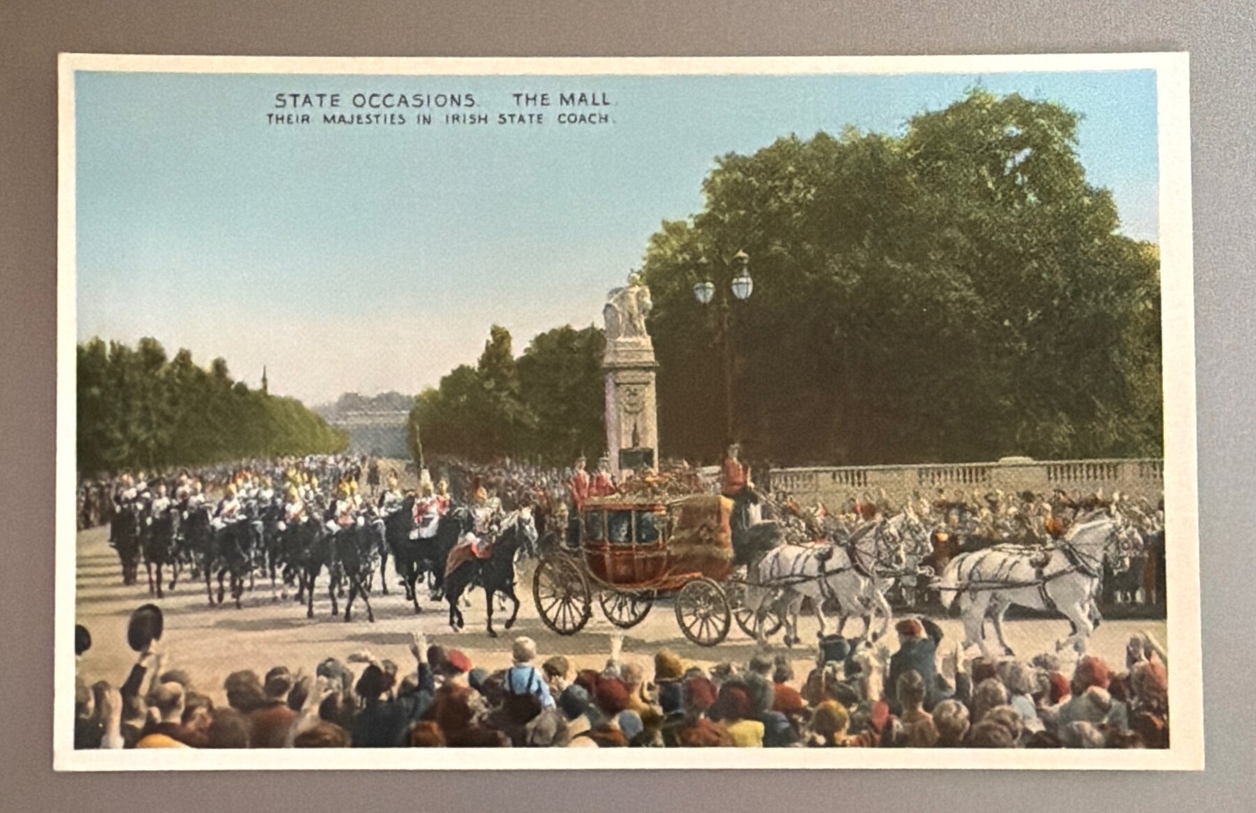 Postcard 1910s State Occasions The Mall London Irish State Coach Royal UK