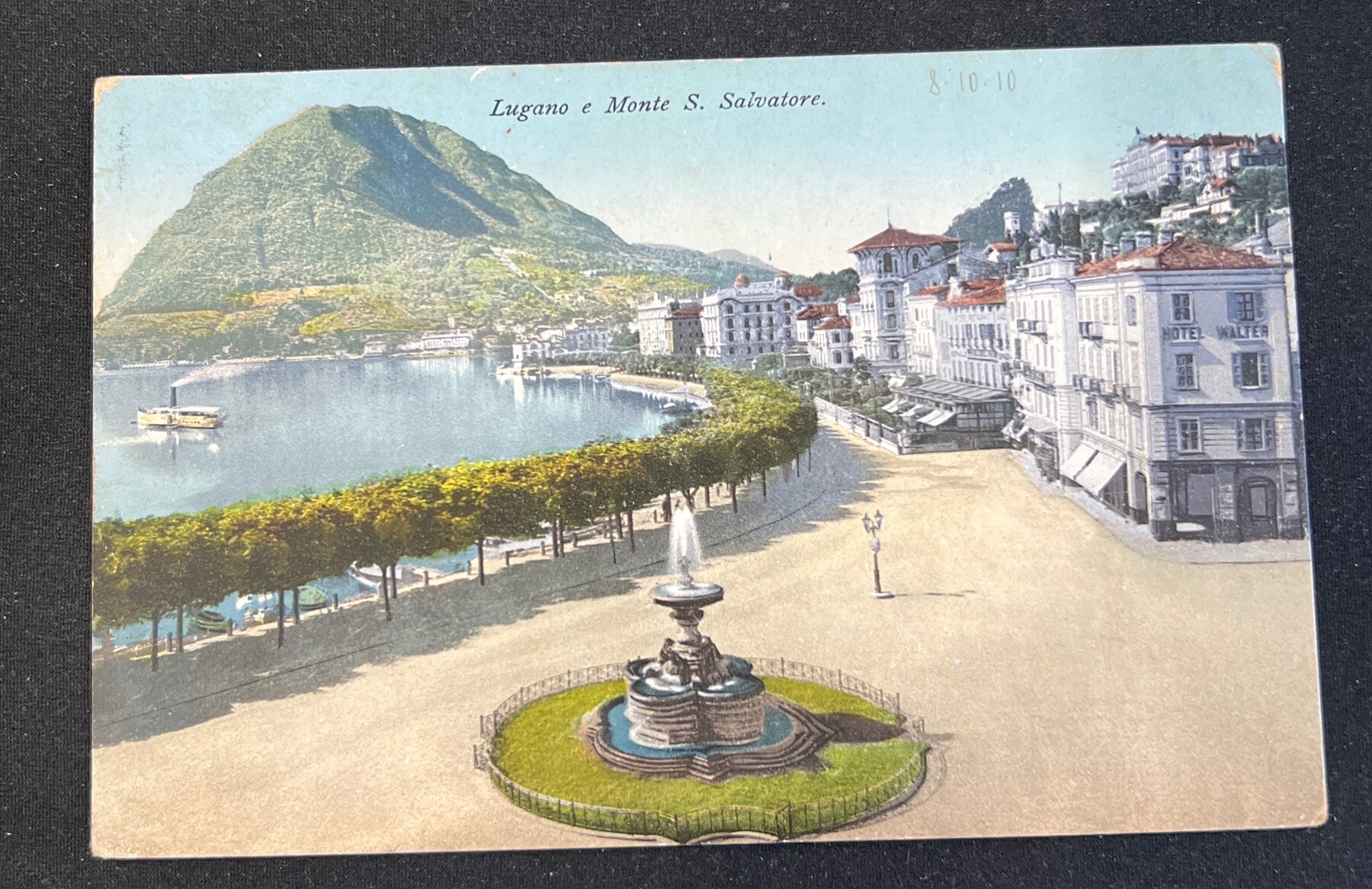 Lugano e Monte San Salvatore Switzerland Lake Postcard 1910