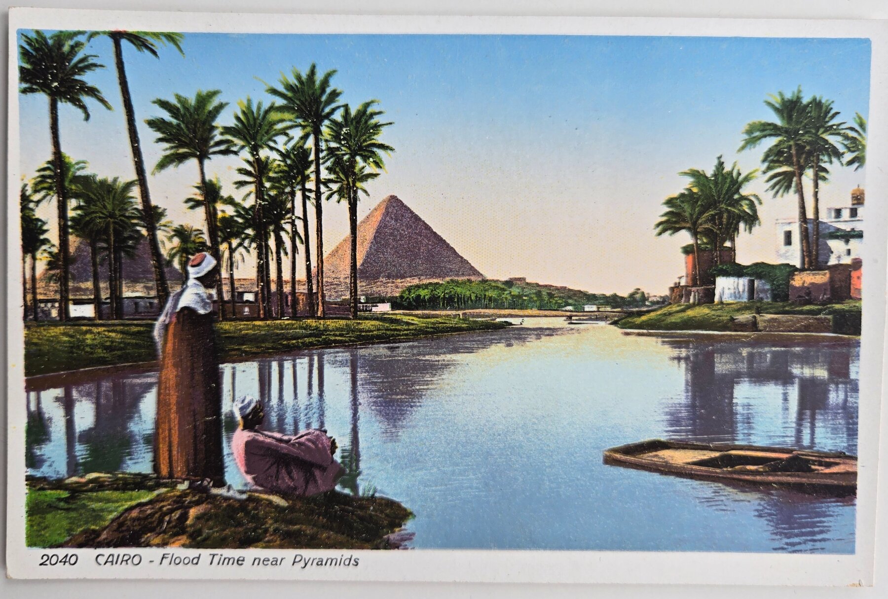 Cairo Flood Time Pyramids Giza Egypt Lehnert Landrock Postcard 1925