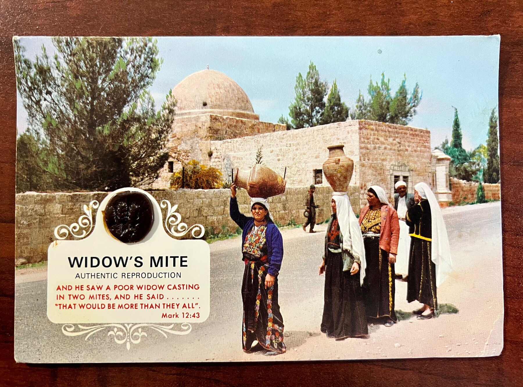 Rachel's Tomb Bethlehem Holy Land Widow's Mite Coin Postcard 1960s