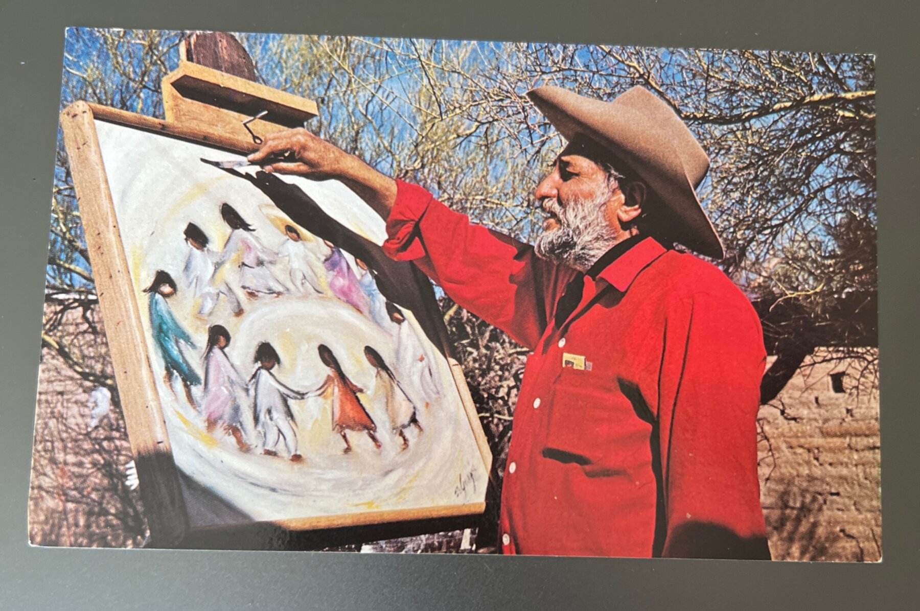 Chrome DeGrazia Los Ninos Painting Gallery Sun Tucson AZ Postcard 1960s