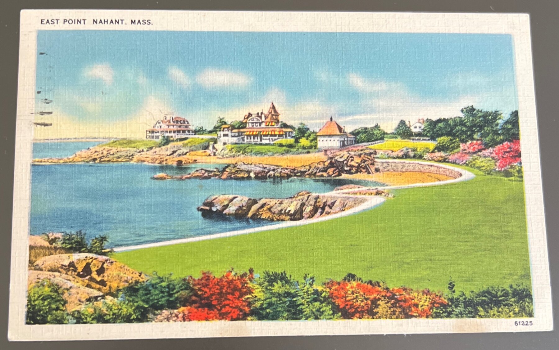 Postcard East Point Nahant Massachusetts Linen 1948 Used Lynn MA Cancel