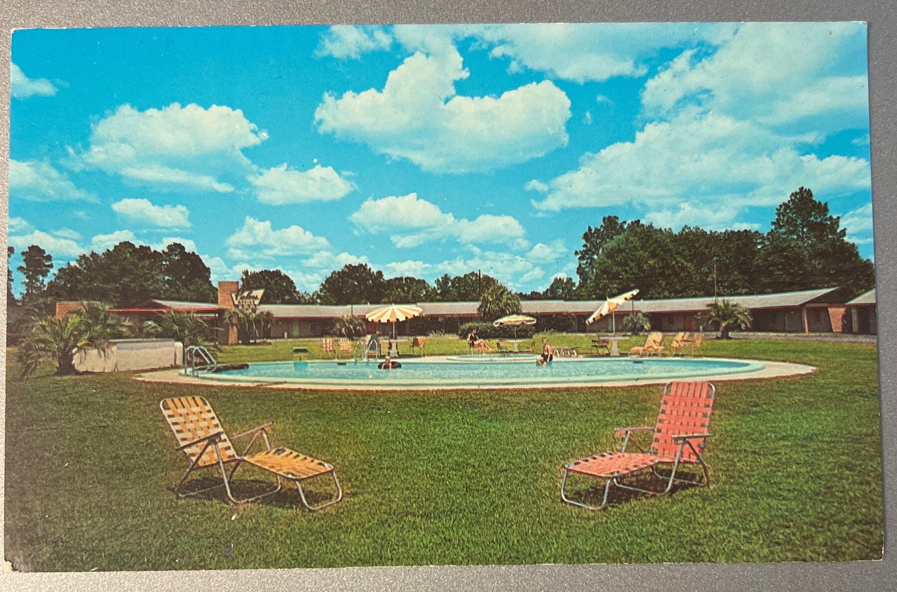 Postcard c1960s Chrome Palms Court Motel Pool Waycross Georgia AAA