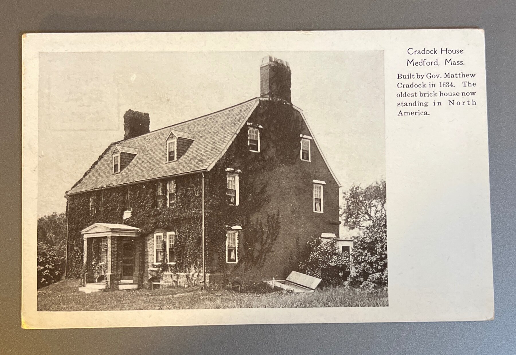Postcard Cradock House Medford MA 1905 Oldest Brick House North America