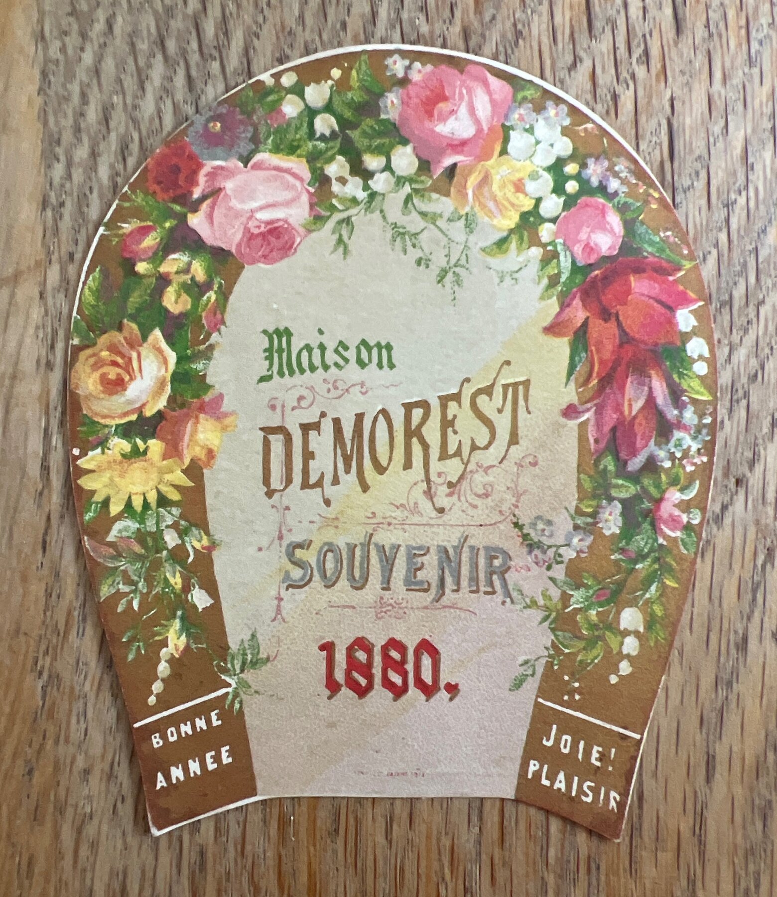 Maison Demorest Fashion Souvenir 1880 Die-Cut Horseshoe Trade Card