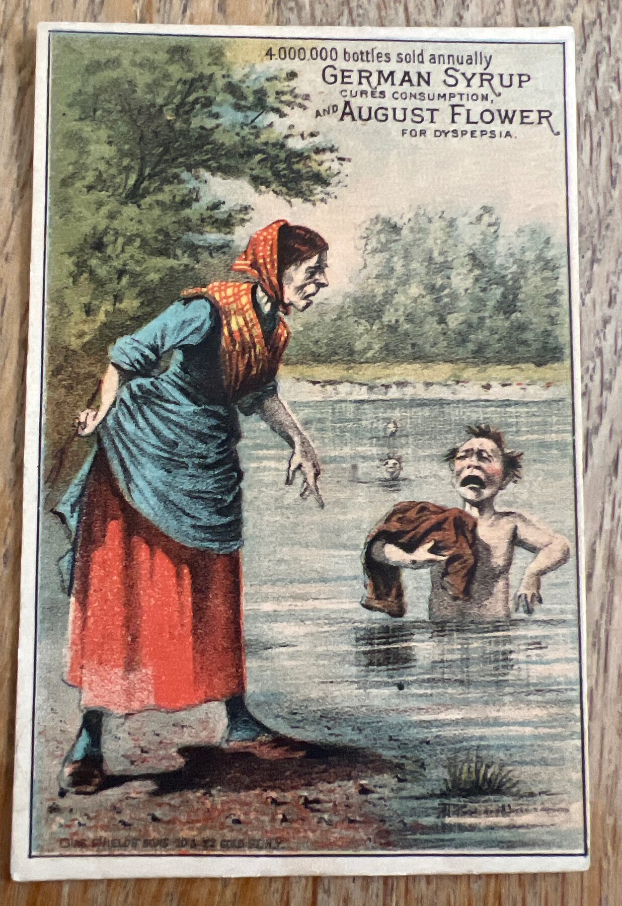 Boschees German Syrup August Flower Patent Medicine Trade Card c1882