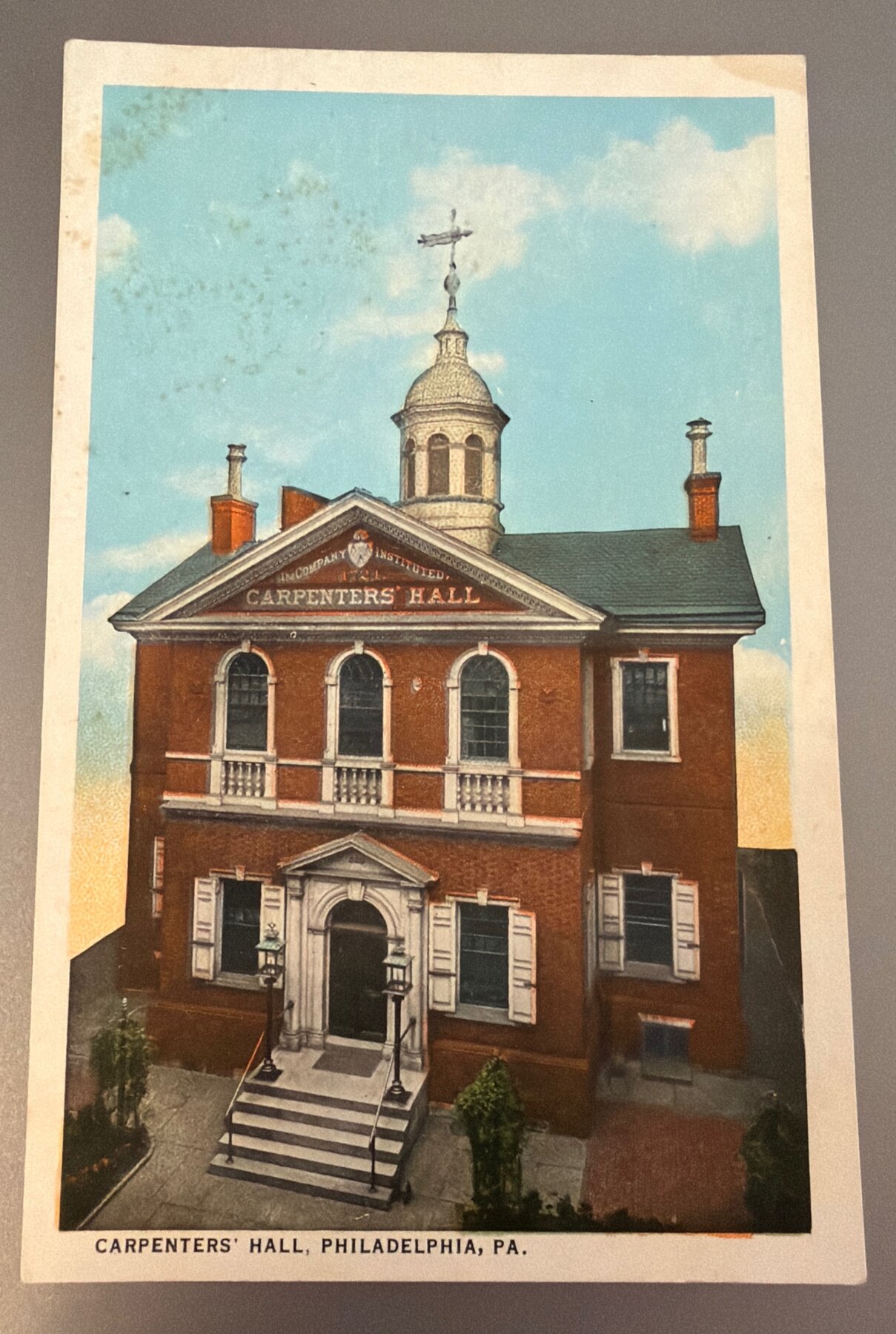 Postcard Carpenters' Hall Philadelphia PA Linen c1910s Sabold-Herb Co Antique