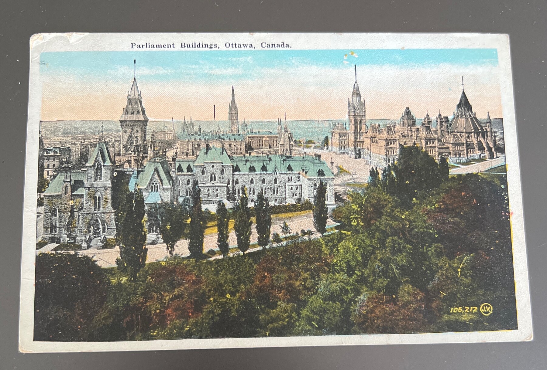 Postcard 1922 Parliament Buildings Ottawa Canada Valentine & Sons Linen Used