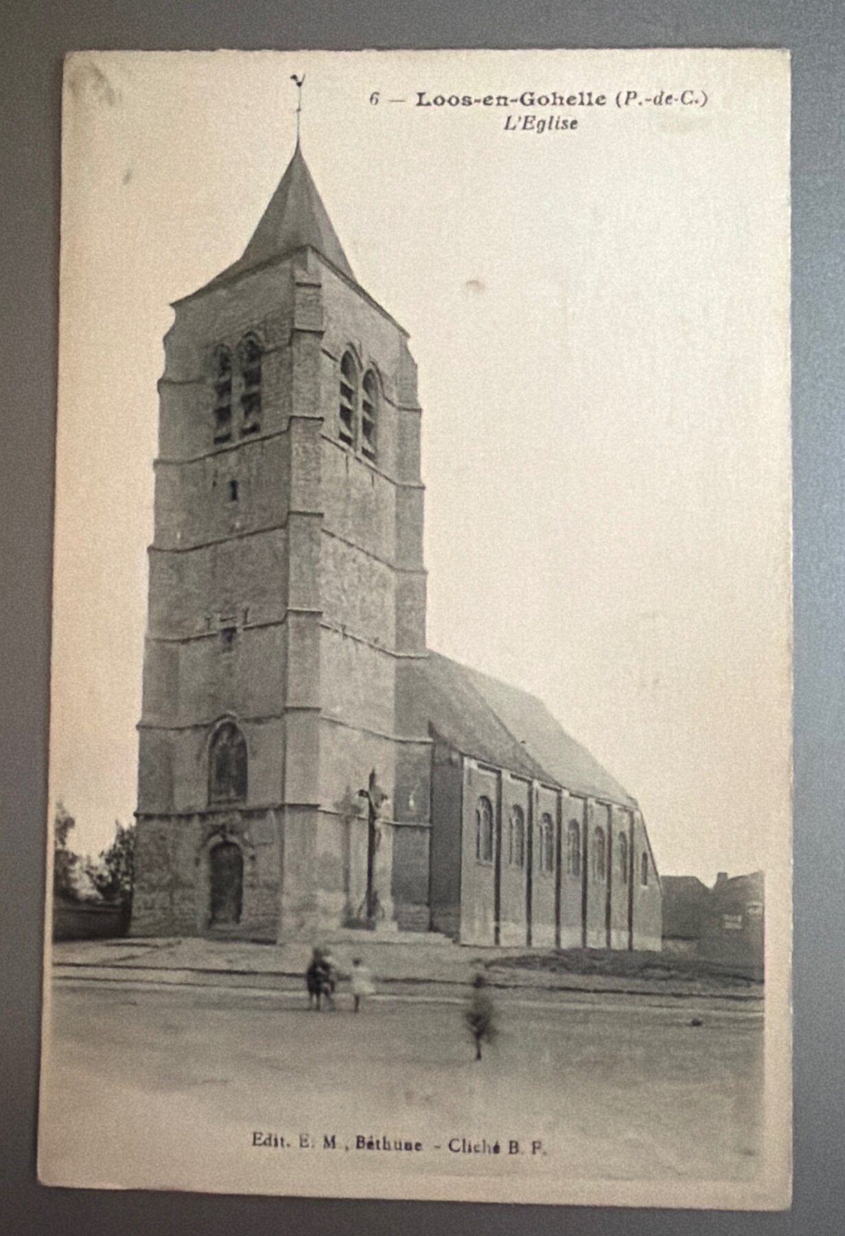 Postcard Loos-en-Gohelle L'Eglise Church France Pas-de-Calais WW1 Era