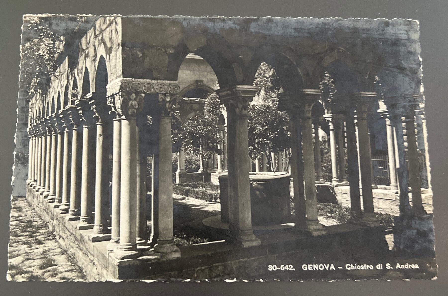 Postcard 1948 RPPC Genova Chiostro di S. Andrea Cloister Mailed Italy to USA