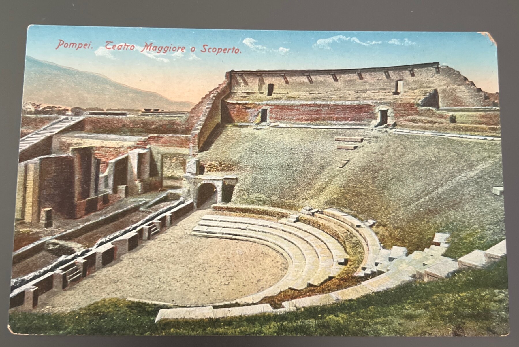 Postcard 1910s Pompei Teatro Maggiore Open Air Theatre Italy Color Unused
