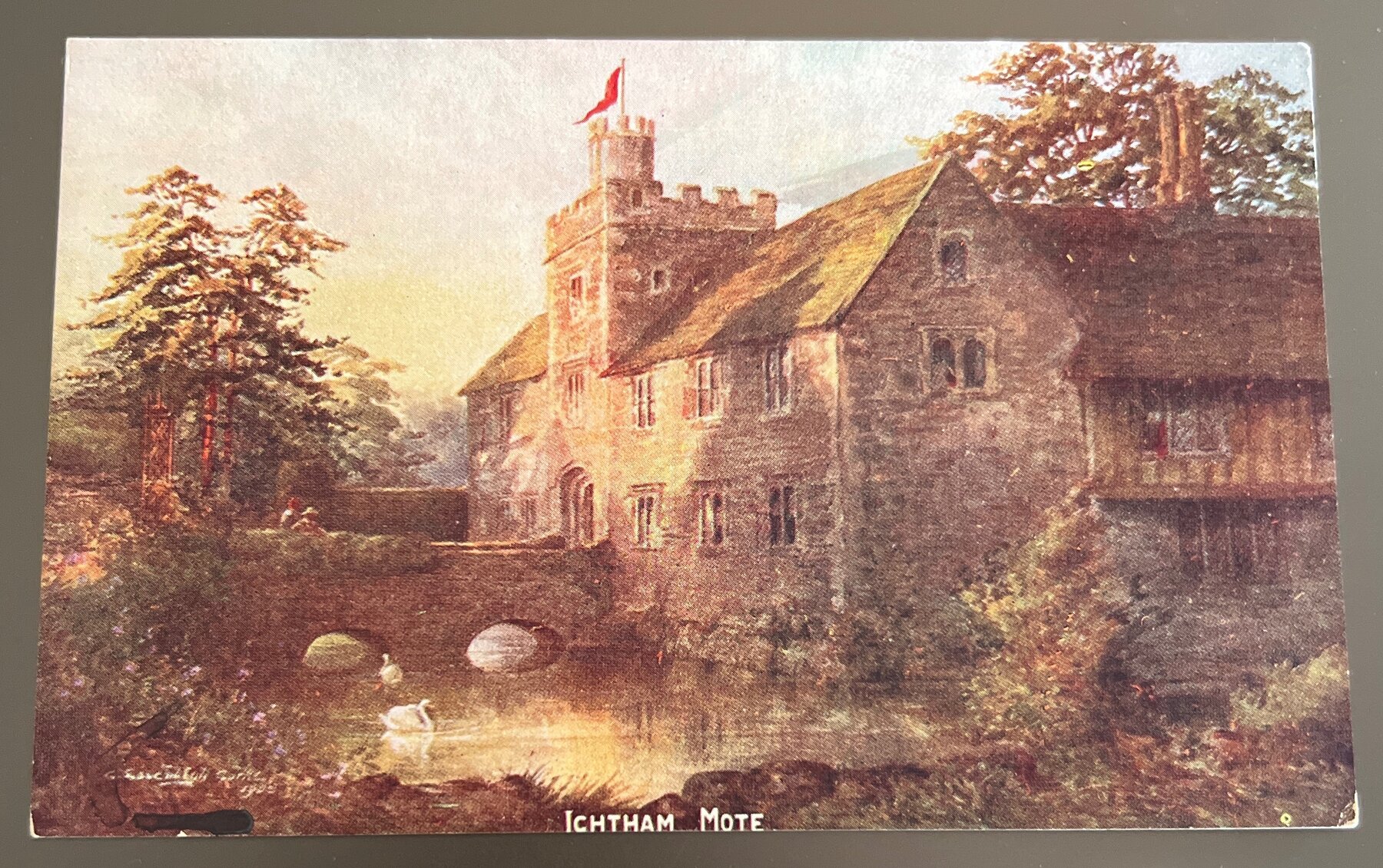 Postcard Ichtham Mote Kent England Salmon Series Art 1900s Used
