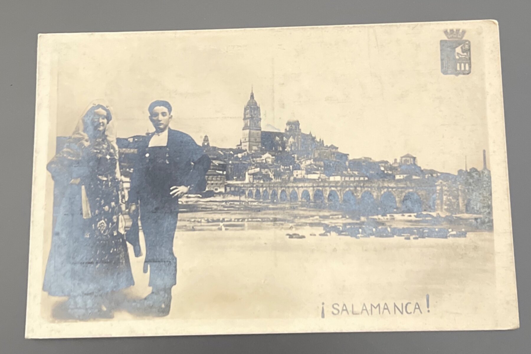 Postcard 1910s RPPC Salamanca Spain Traditional Costume Couple Cathedral