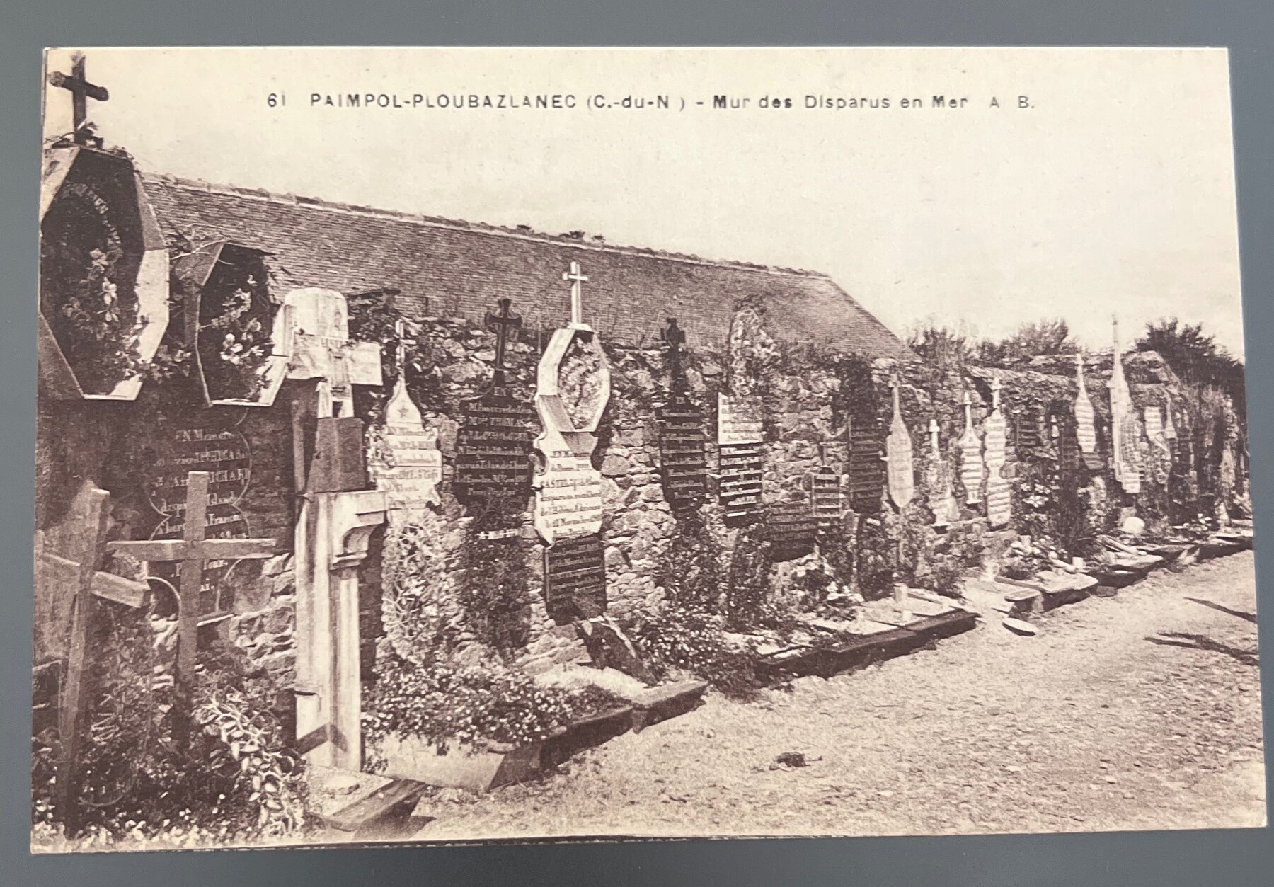Postcard 1905 Paimpol Ploubazlanec Brittany France Mur des Disparus en Mer