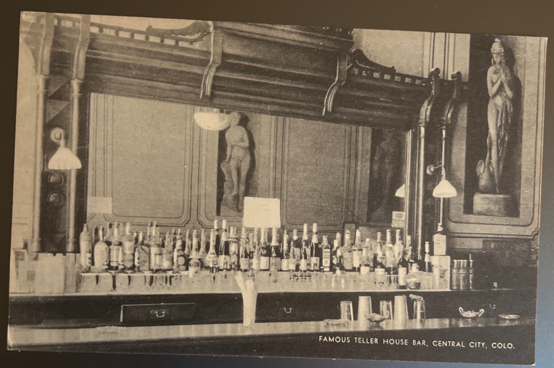 Postcard 1940s Famous Teller House Bar Central City Colorado Chrome