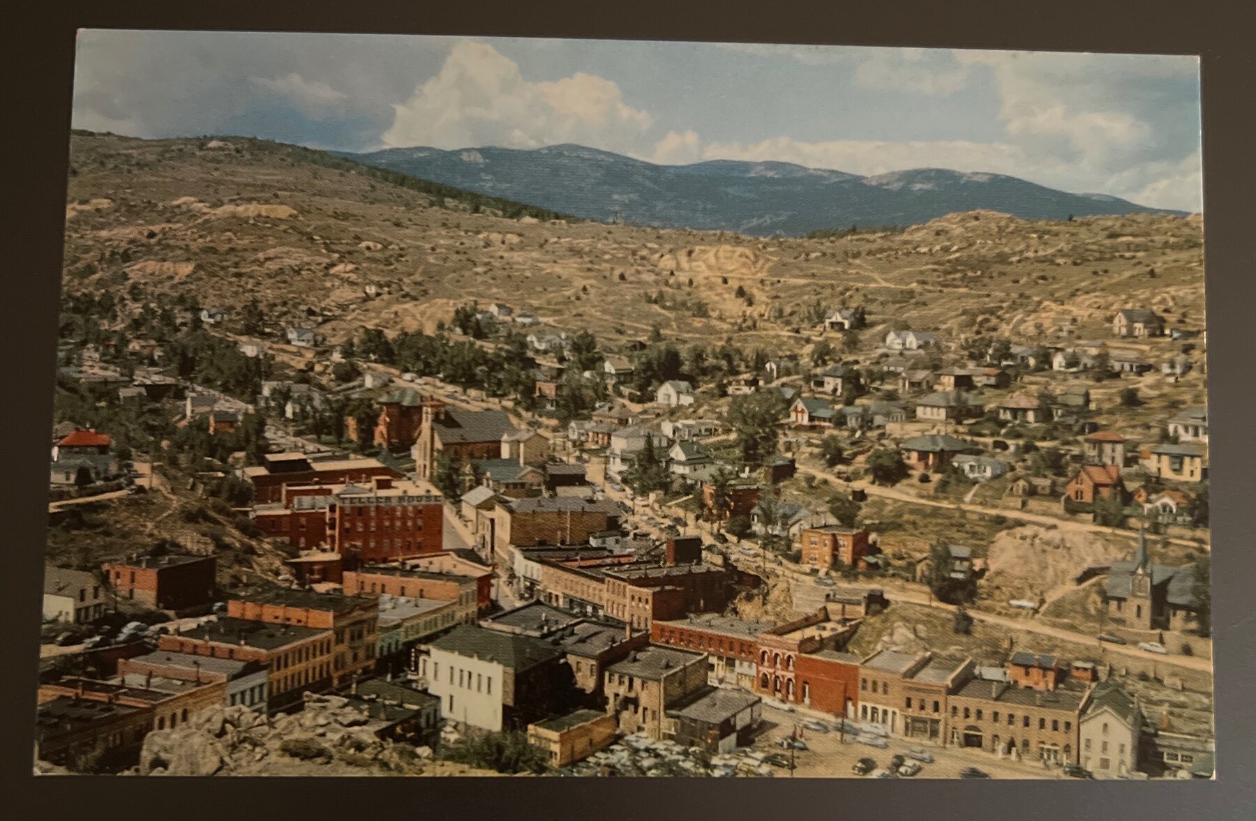 Postcard Central City Colorado Chrome Aerial View Town 1950s Richest Mile