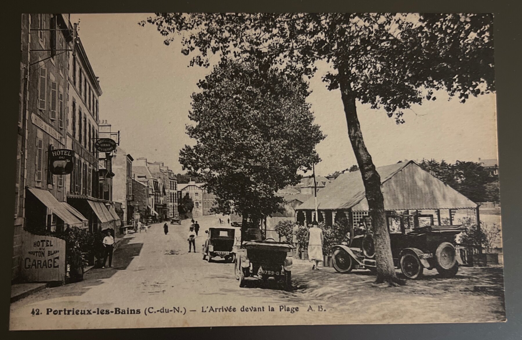 Postcard 1920s Portrieux-les-Bains France Beach Arrival Street Scene RPPC