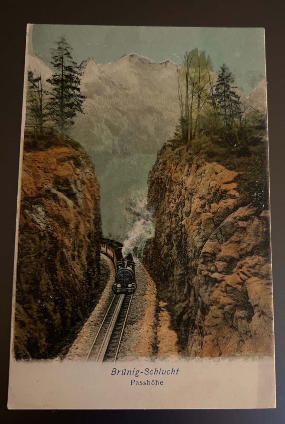 Postcard 1900s Brünig-Schlucht Passhöhe Switzerland Steam Train Gorge UDB