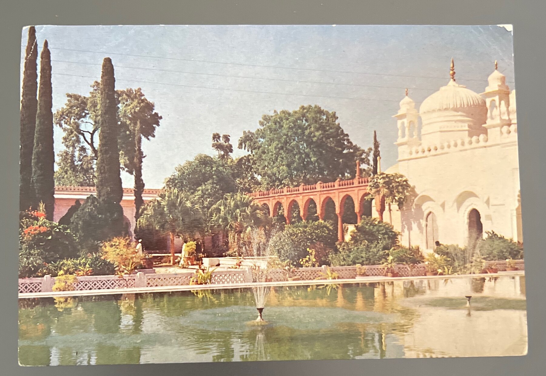 Postcard 1960s Panchaki Garden Hyderabad India Air Mail to Vienna Austria