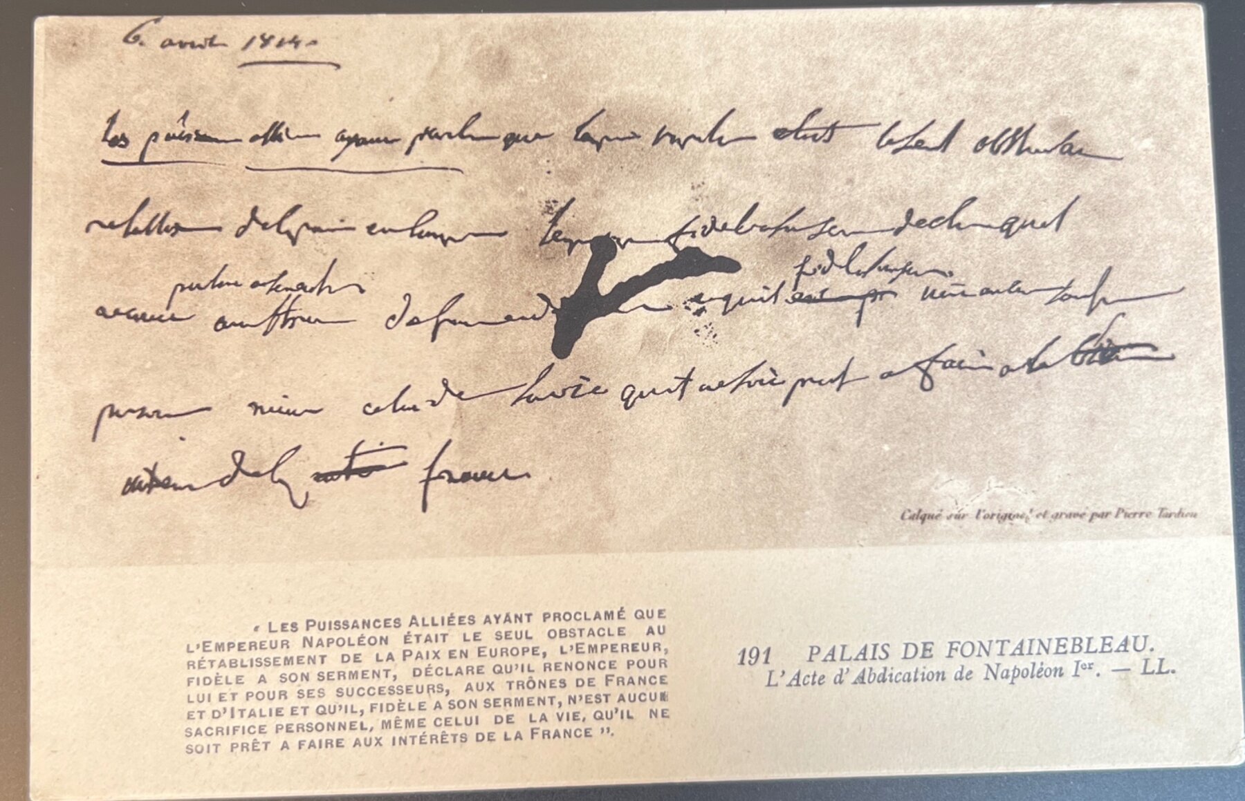 Postcard c.1910 Napoleon Abdication Act Palais Fontainebleau France RPPC-style