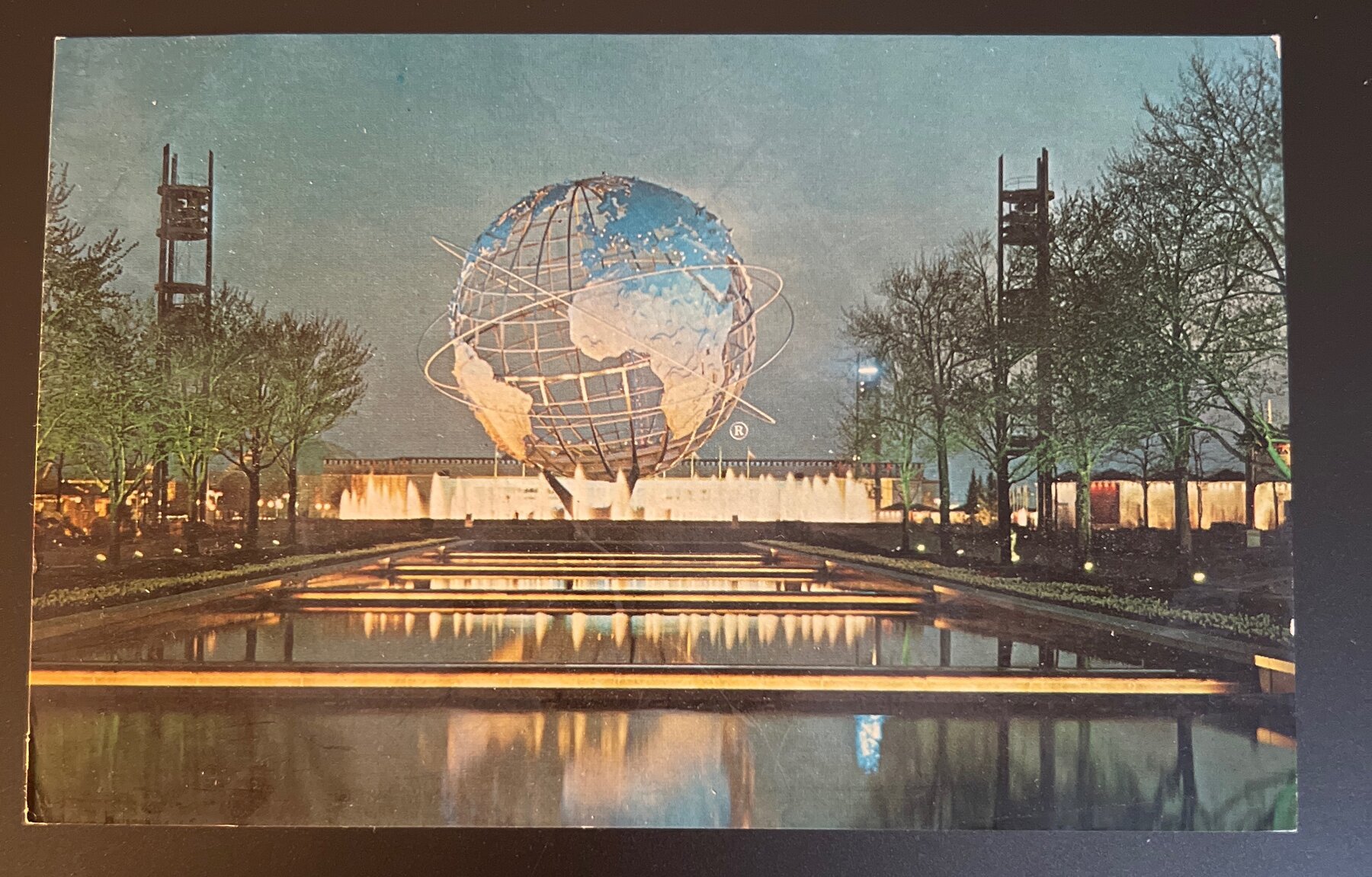 Postcard 1964 NY World's Fair Unisphere Night Scene Chrome WF-58 Unused