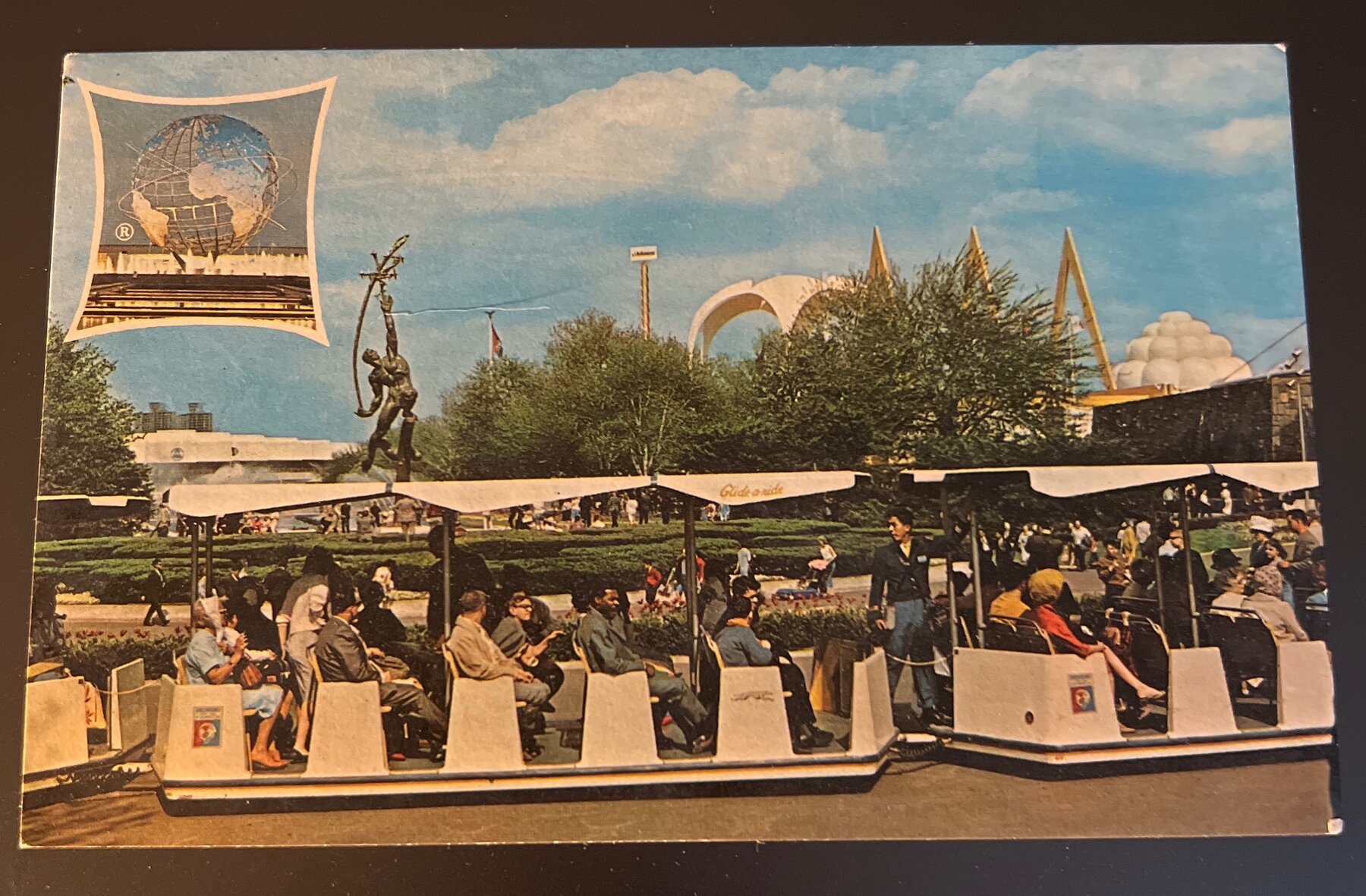 Postcard 1964-65 New York World's Fair Glide-A-Ride Train Chrome Official