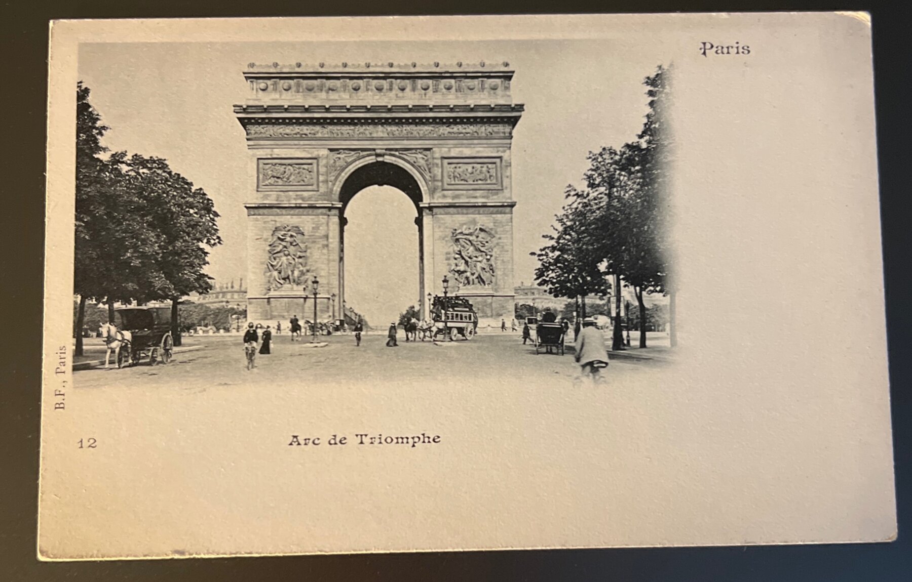 Postcard 1898 Arc de Triomphe Paris France Horse-Drawn Traffic B.F. UDB