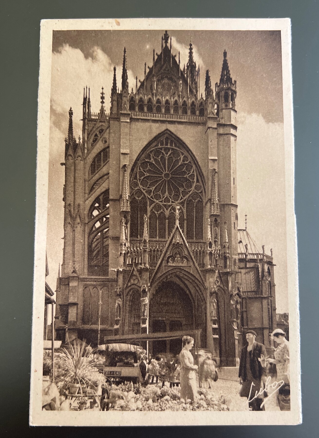 Postcard 1940 Metz Cathedral Portal WWII German Soldier Written France Occupied