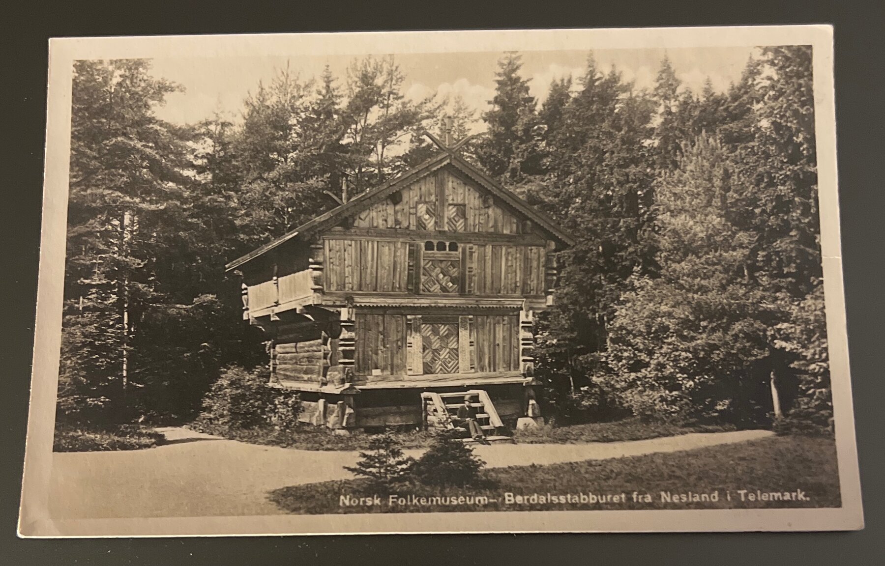 Postcard 1933 Norsk Folkemuseum Berdalsstabburet Nesland Telemark Norway RPPC