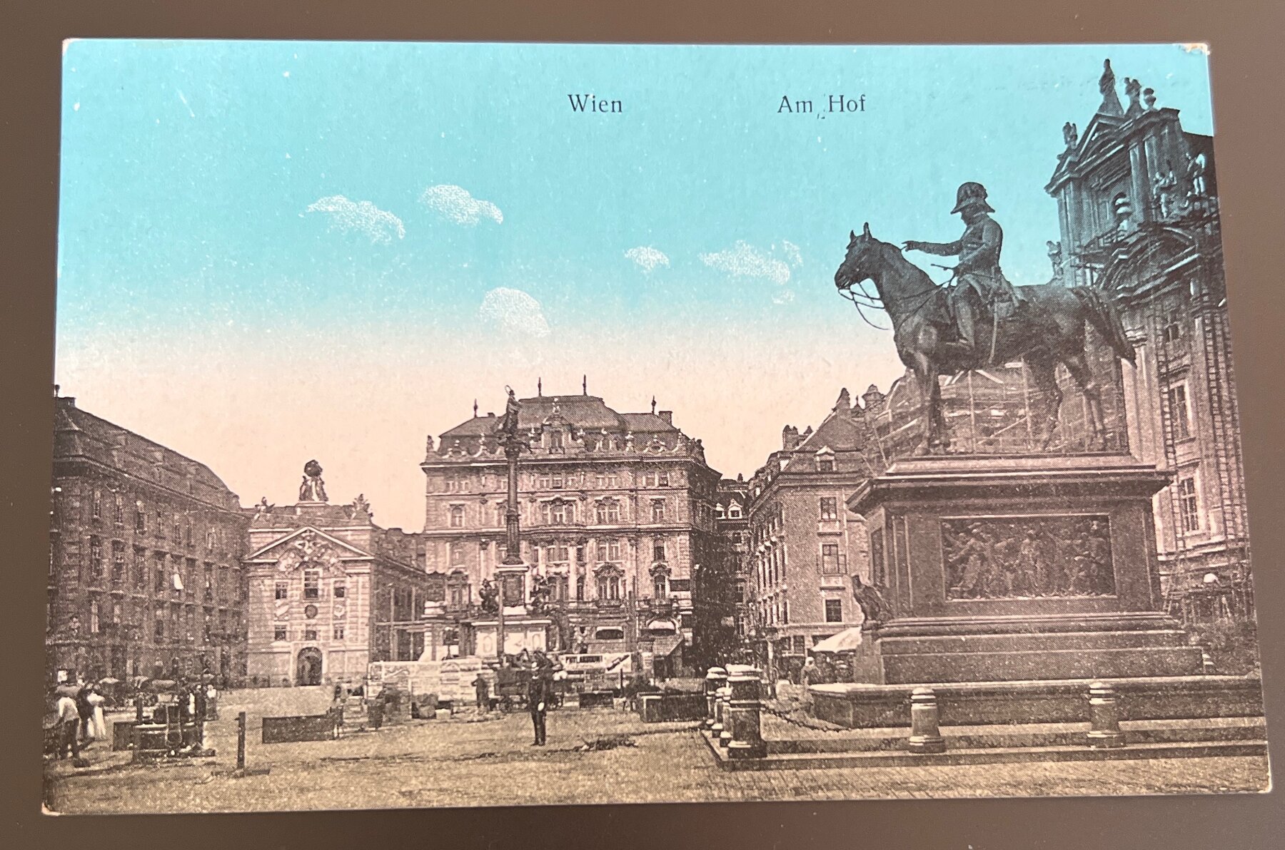 Postcard c1910 Wien Vienna Am Hof Square Equestrian Statue Austria Pre-Linen