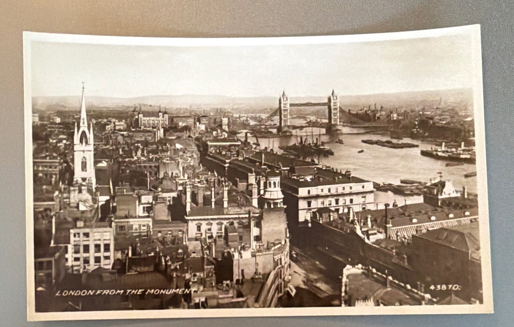 Postcard London From The Monument Tower Bridge Thames RPPC Valentine's 1920s