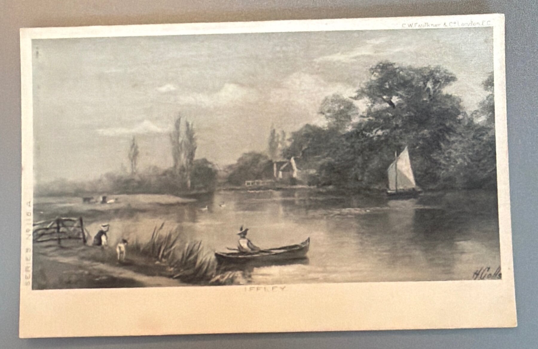 Postcard Iffley Village River Thames Oxford C W Faulkner Art c1903 Undivided