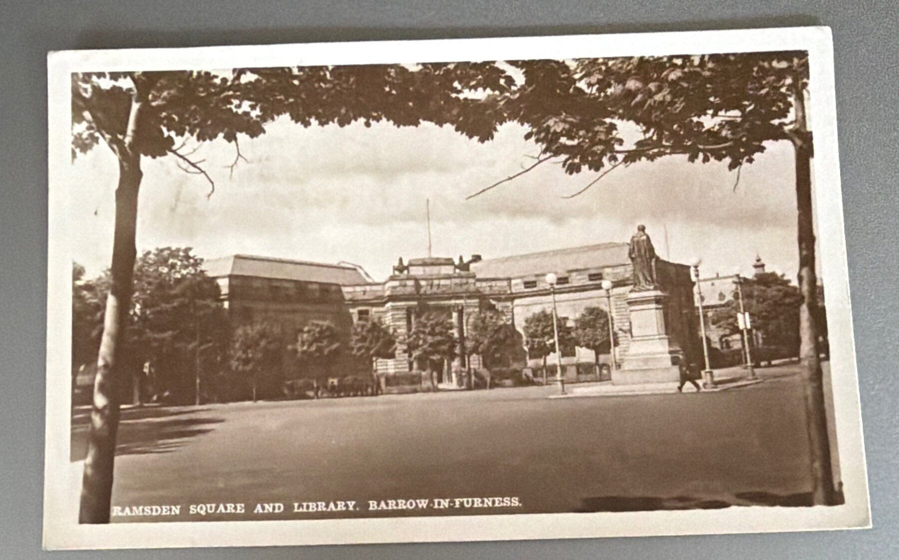 Postcard Ramsden Square Library Barrow-in-Furness RPPC 1947 Used Lancashire