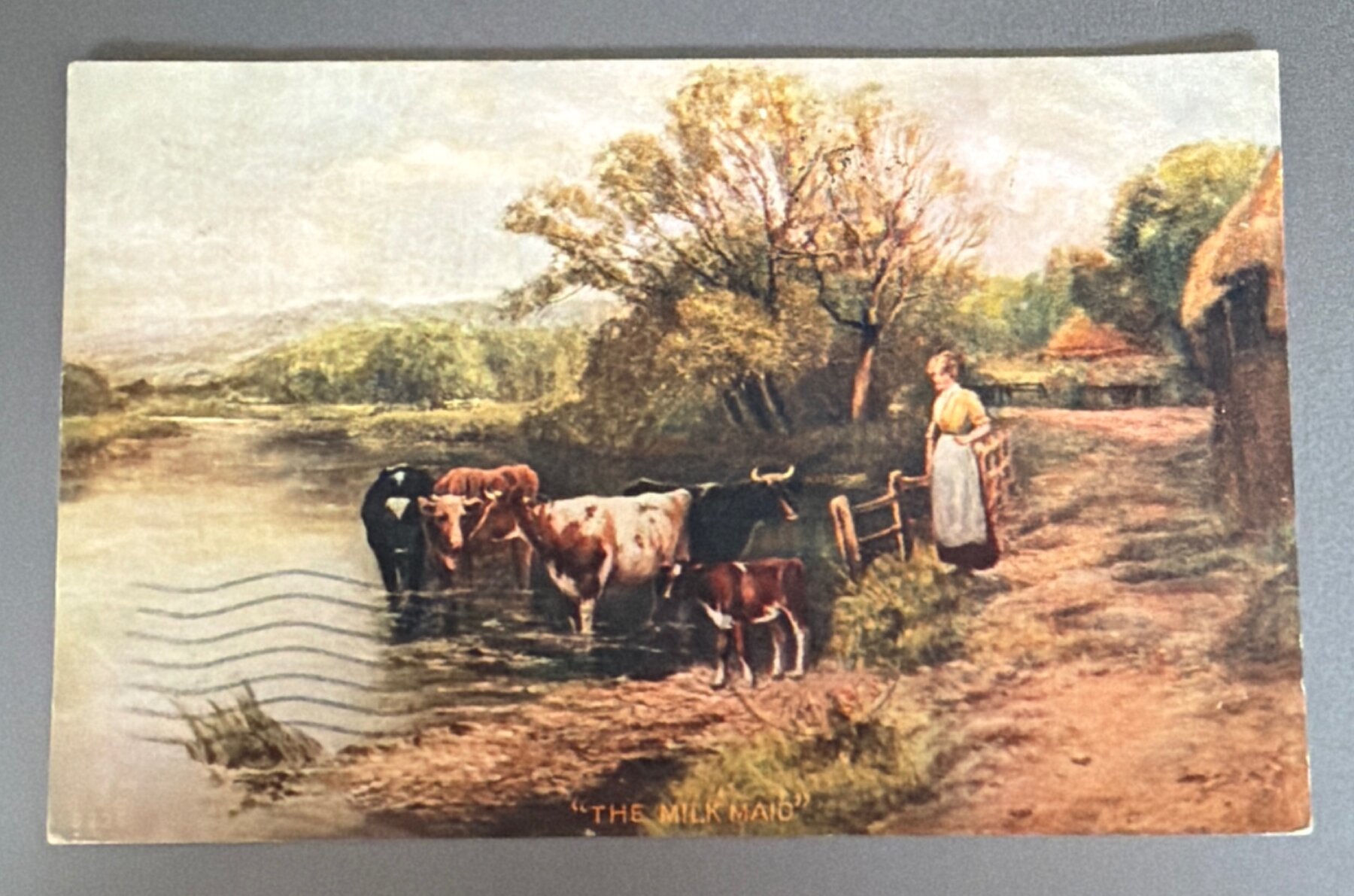 Postcard 1906 The Milk Maid Rural Scene Philadelphia PA to Trenton NJ Oilette