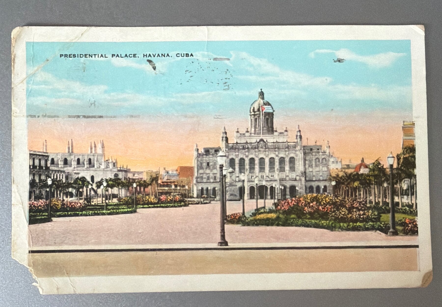 Presidential Palace Havana Cuba Linen Postcard 1930 Mailed Roberts & Co
