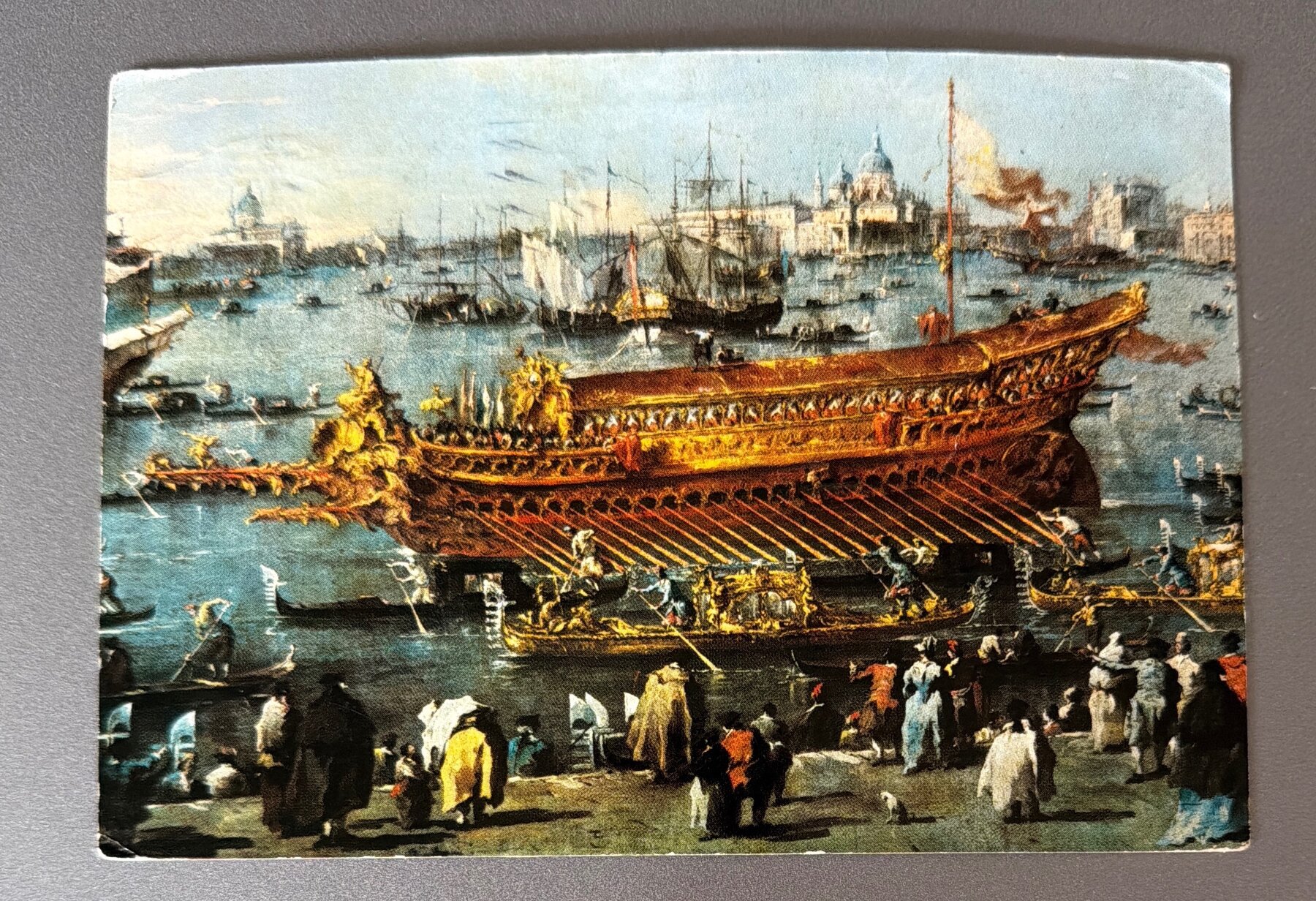 Postcard 1969 Venice Italy Guardi Bucintoro Painting Used Child's Message Miami