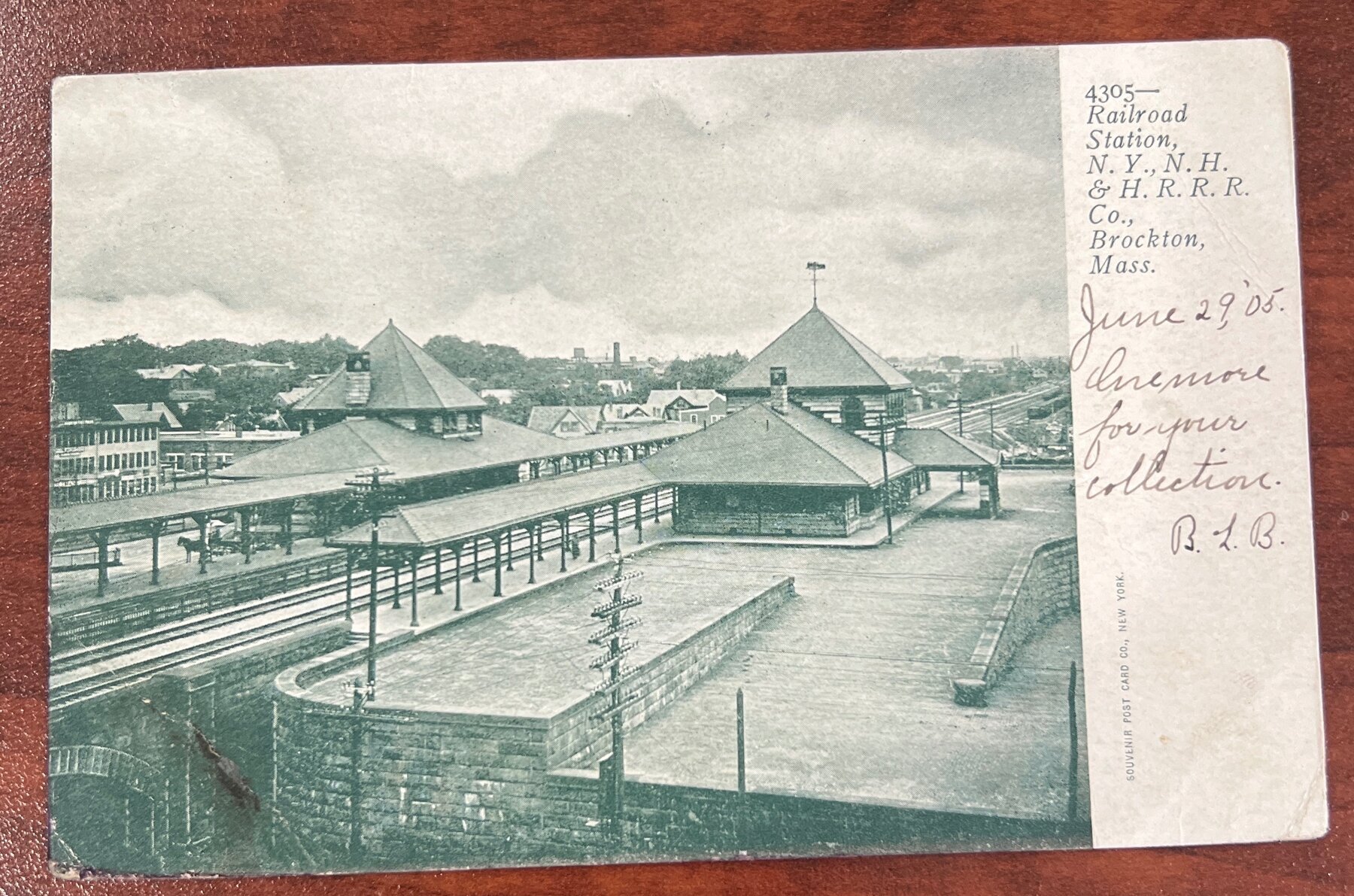 NY NH Hartford Railroad Station Brockton Massachusetts Postcard 1905