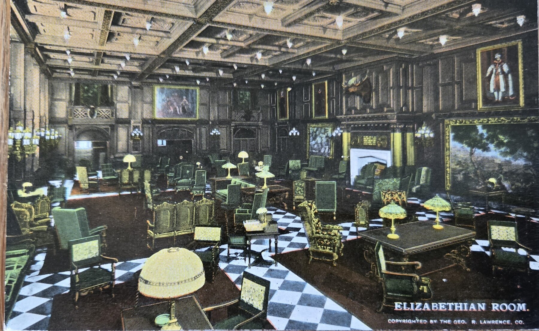 Congress Hotel Elizabethan Room Chicago Illinois Postcard c1908