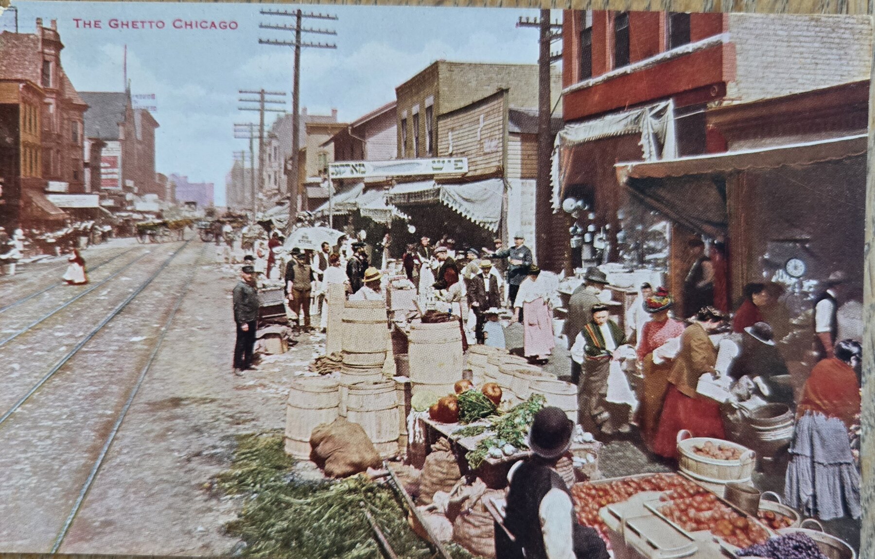 The Ghetto Maxwell Street Chicago Illinois Postcard c1908