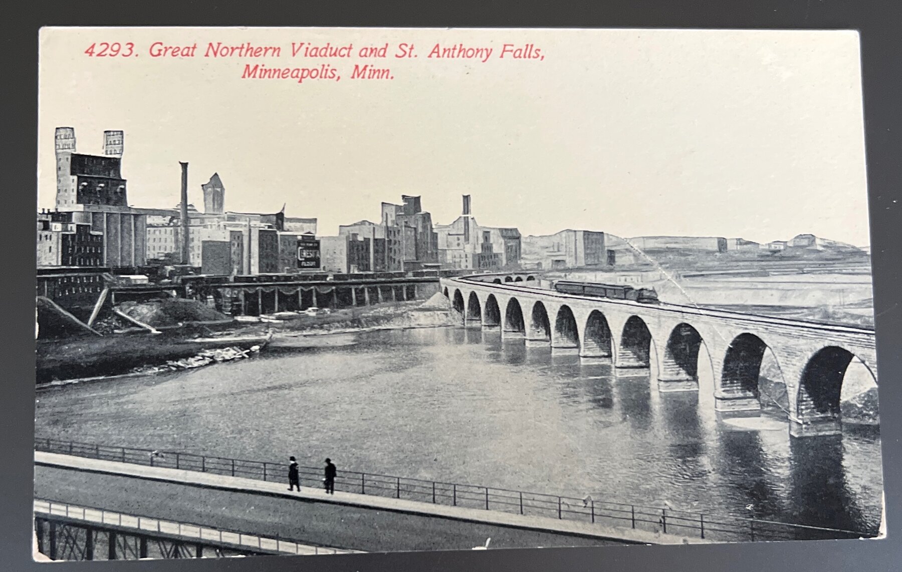 Postcard c1907 Great Northern Viaduct St Anthony Falls Minneapolis MN
