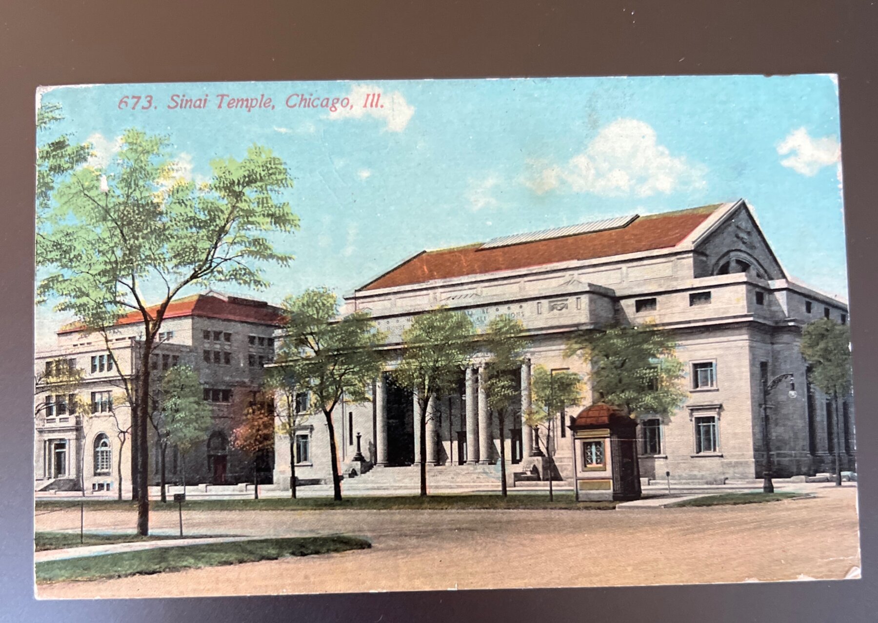Sinai Temple Synagogue Chicago Illinois Judaica Postcard 1915