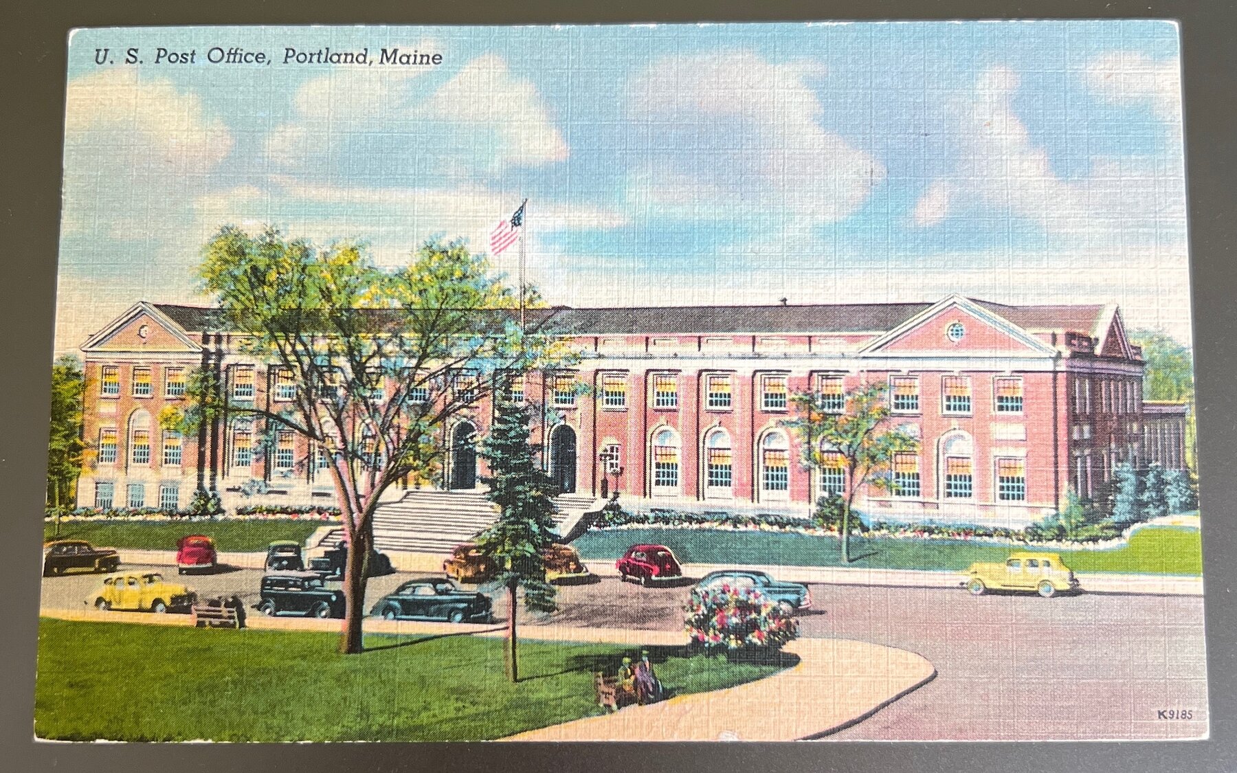 Postcard 1953 US Post Office Portland Maine Linen Marie to St Louis MO