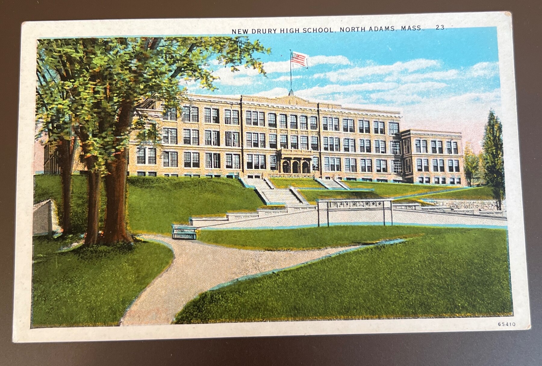 Postcard 1920s Linen New Drury High School North Adams MA C.W. Hughes